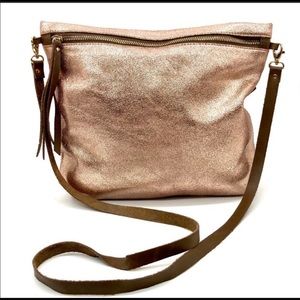 Gold Leather Head Regal Crossbody Bag, new!  13” wide & 11.5” tall